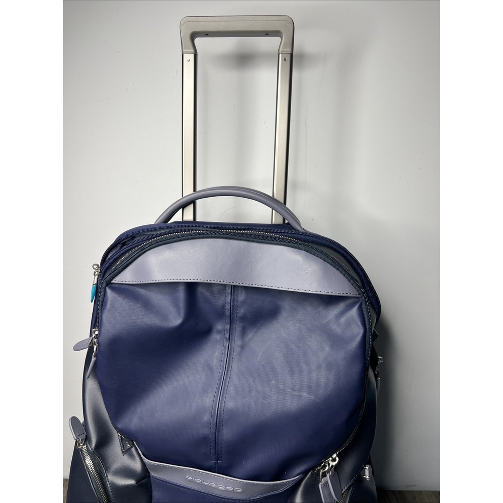 PIQUADRO Coleos Cabin Backpack Trolley Night Blue Rolling Suitcase Carry-On EUC! - Picture 4 of 16